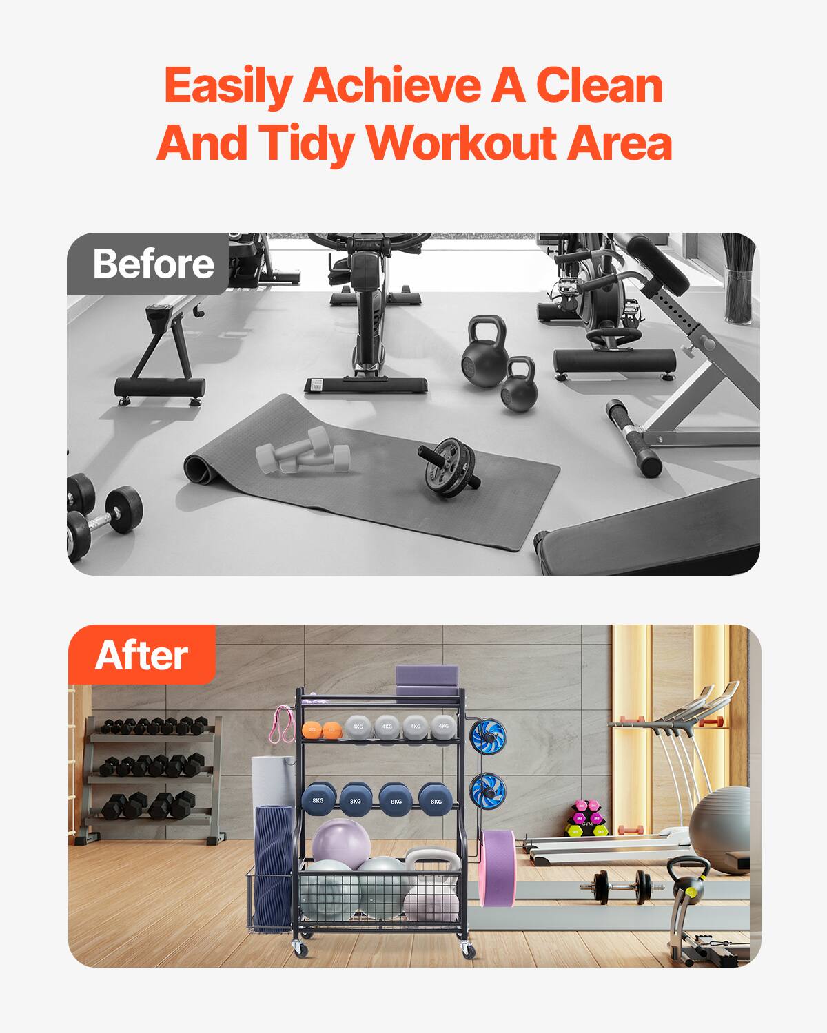 Easily Achieve A Clean And Tidy Workout Area

Before

After