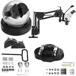 VEVOR - Micro Inlaid Mirror 0.7X-4.5X & Engraving Vise, with 34 PCS Attachment, Aluminum Alloy Jewelry Microscope Inlaid Stand