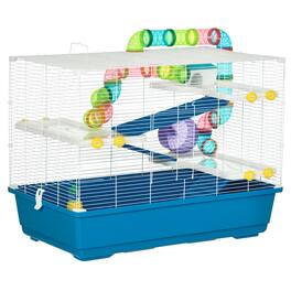 Pawhut - 31" Extra Large 4-Tier Hamster Cage with Tunnels, Exercise Wheel, Water Bottle, Food Dish & Portable Carry Handles