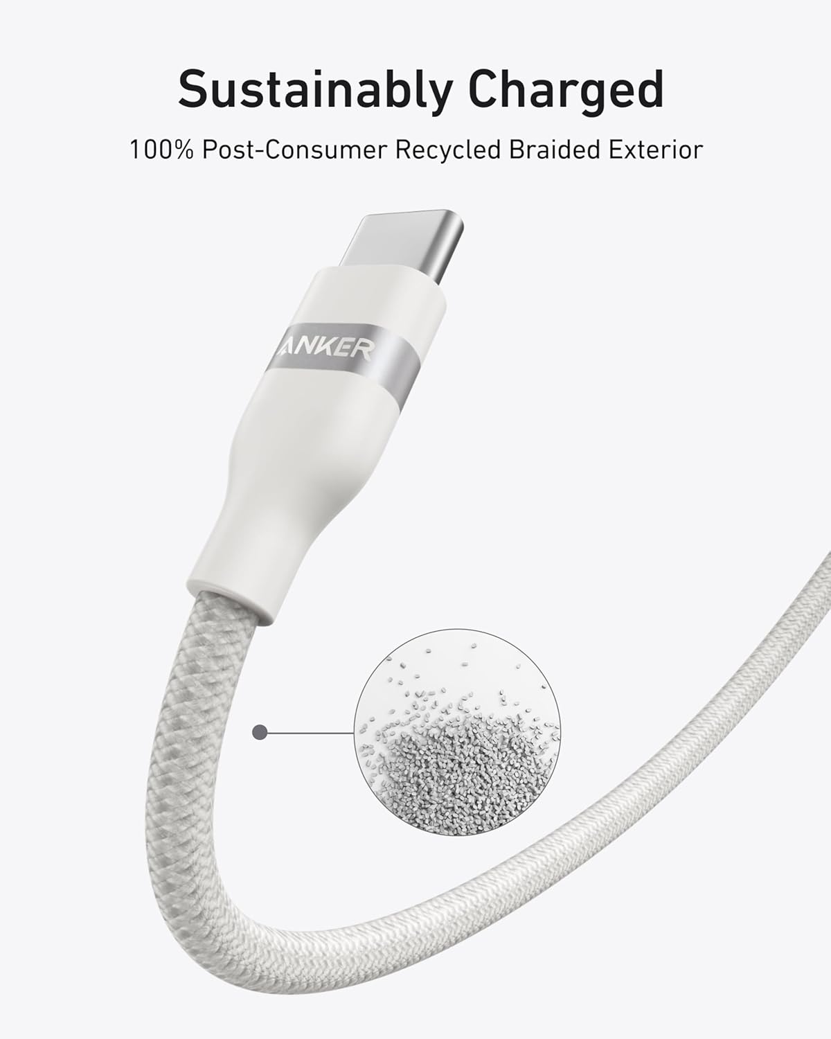 Sustainably Charged  
100% Post-Consumer Recycled Braided Exterior  
ANKER