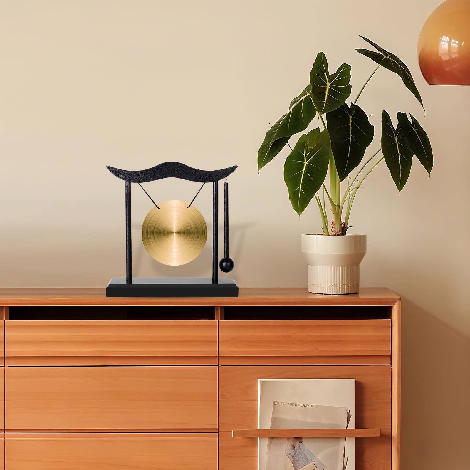 Alt View 6. Refined Abode Design - Zen Brass Desktop Gong 6.4" Clear Tone Feng Shui Desk Decor Yoga Gift - Default.