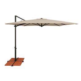 Mondawe - 8.6' Square Cantilever Patio Umbrella Black Frame with Cross Bar Stand - Beige