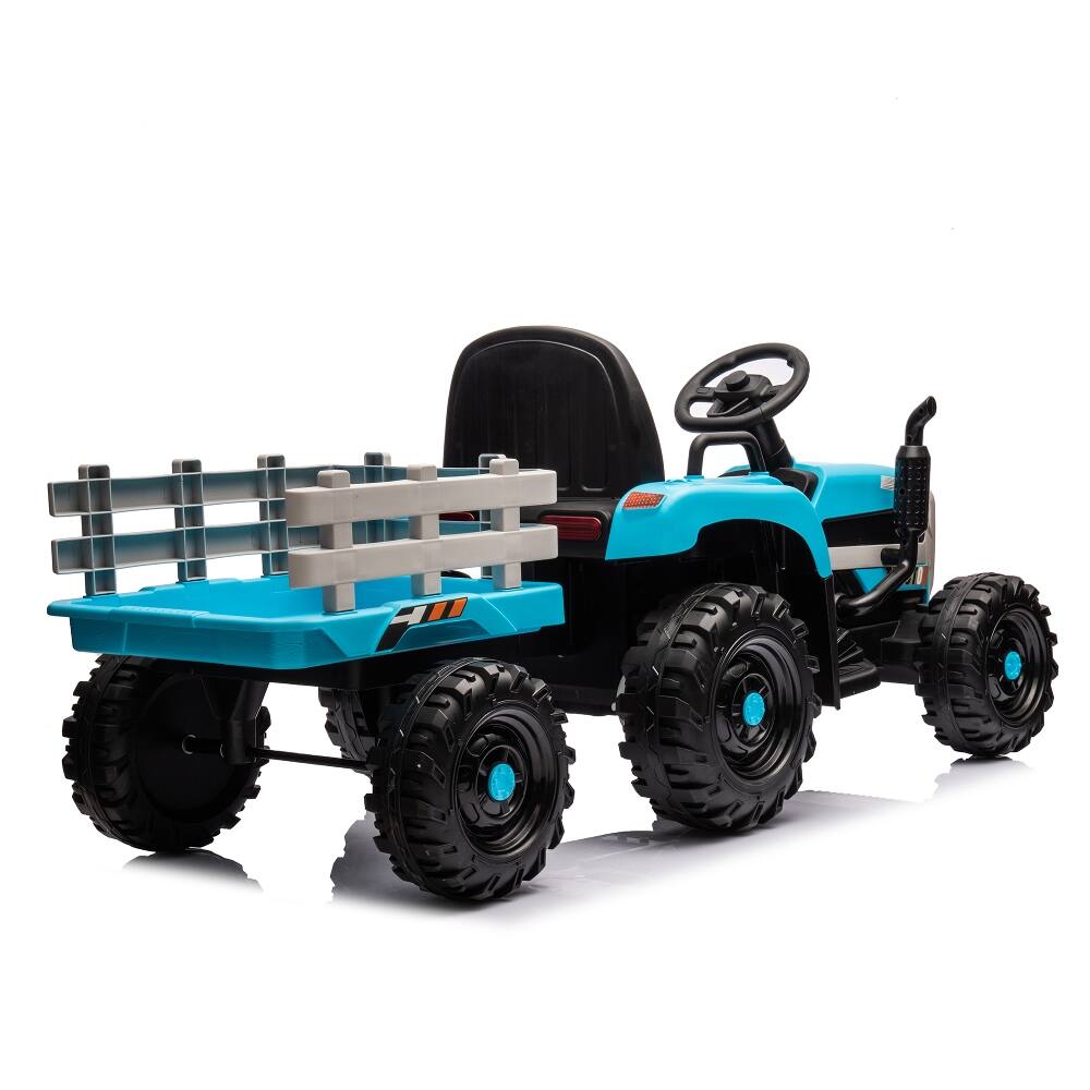 Alt View 6. Ropilly - Ropilly 24V battery powered ride on tractor with Trailer Blue.
