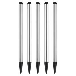 Unique Bargains - 5pcs 2 in 1 Phone Touch Screen Pen Resistive Stylus Pen Aluminum Alloy with Resistance Capacitive Tips Universal - Silver