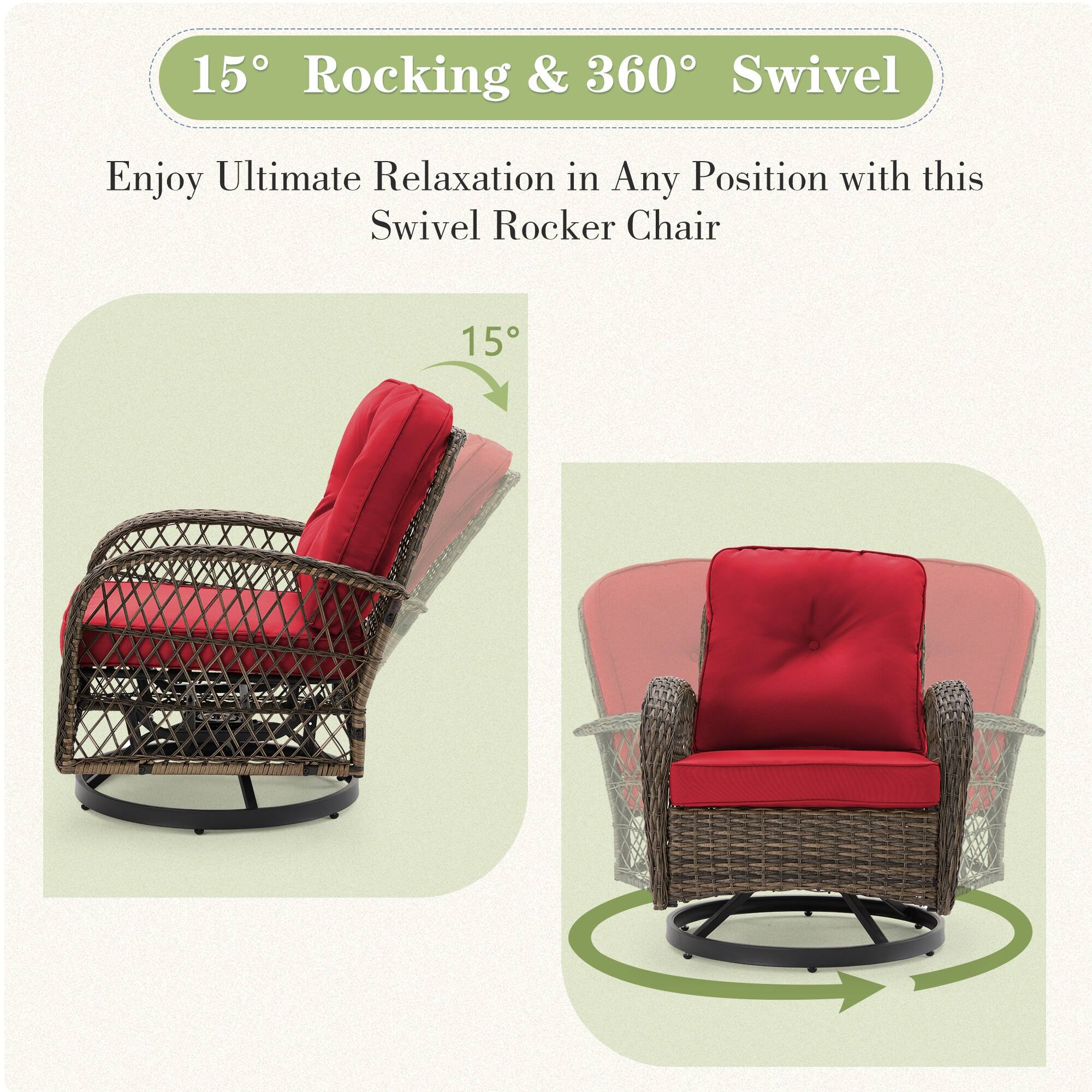 15° Rocking & 360° Swivel

Enjoy Ultimate Relaxation in Any Position with this Swivel Rocker Chair