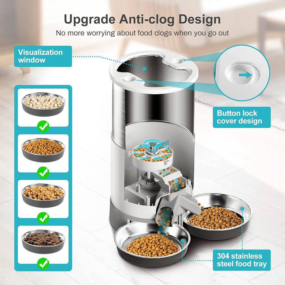 Upgrade Anti-clog Design  
No more worrying about food clogs when you go out  

Visualization window  
Button lock cover design  
304 stainless steel food tray
