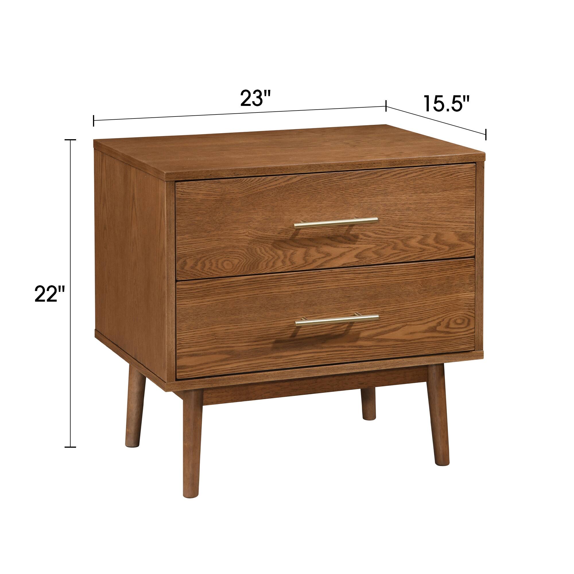 Vaczon Modern Nightstand with Solid Wood Sleek Nickel Handles and