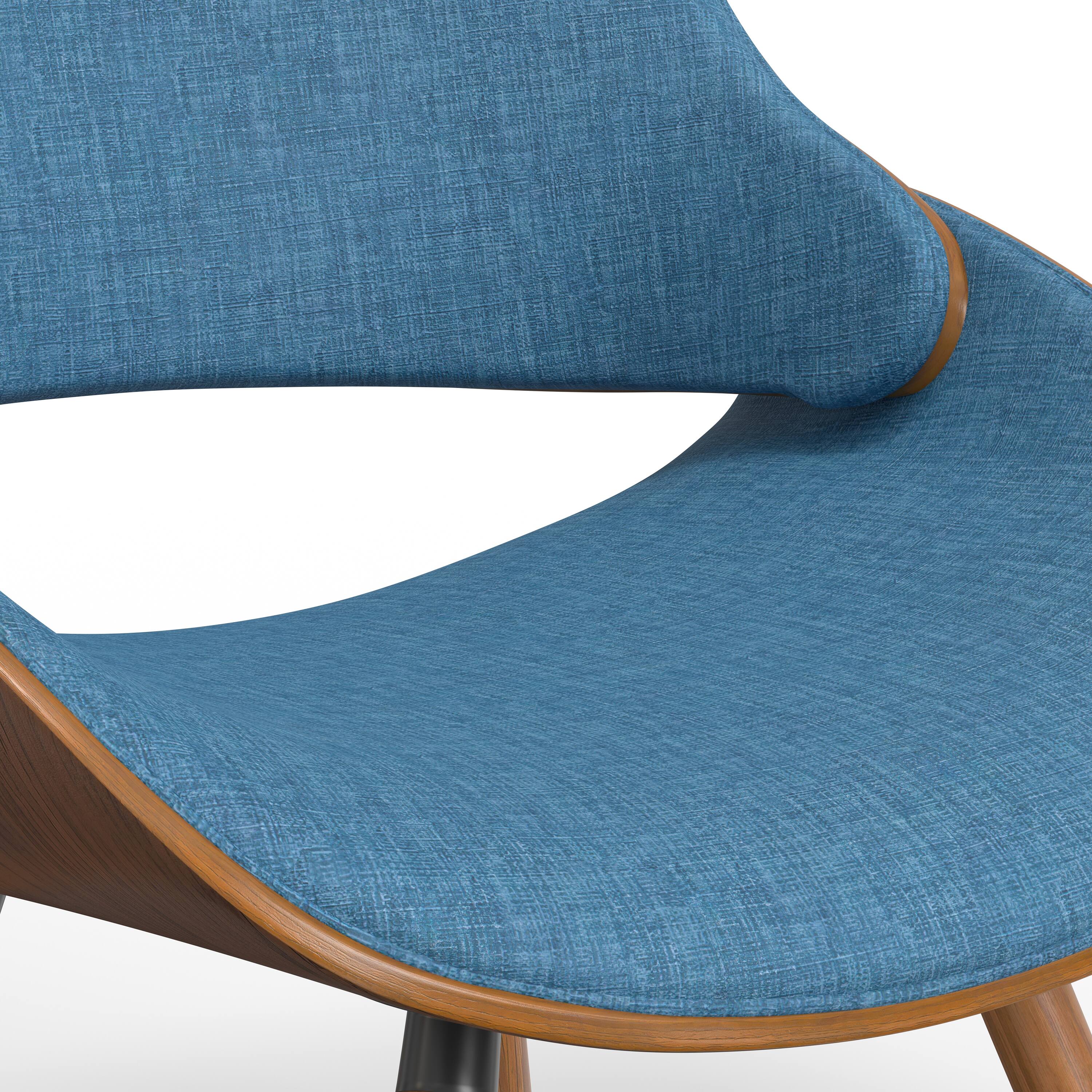 Alt View 7. Simpli Home - Malden Bentwood Dining Chair with Wood Back in Blue Linen Look Fabric - Blue.