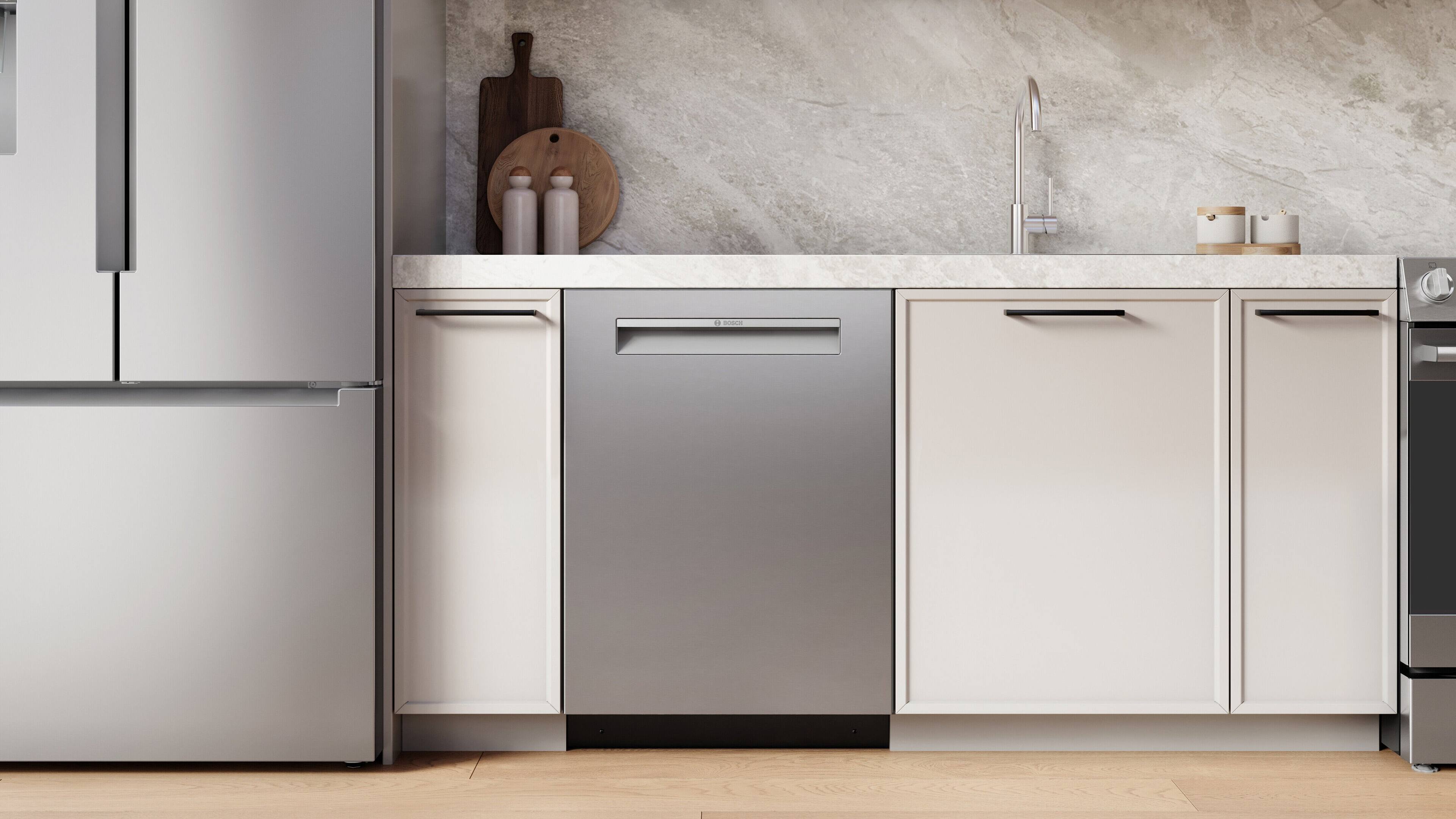 Alt View 5. Bosch - 300 Series 24" Top Control Smart Built-In Tub Dishwasher with 3rd Rack and Zone Wash, 46 dBA - Stainless Steel.