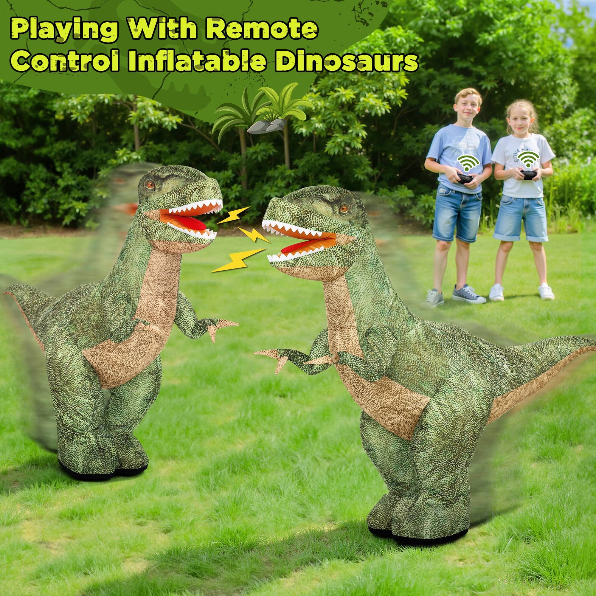 Playing With Remote Control Inflatable Dinosaurs