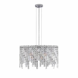 RYHNUYNE - 24 Inch Round Silver Crystal Chandelier with Cascading Teardrop Accents, Modern Rectangular Pendant Light