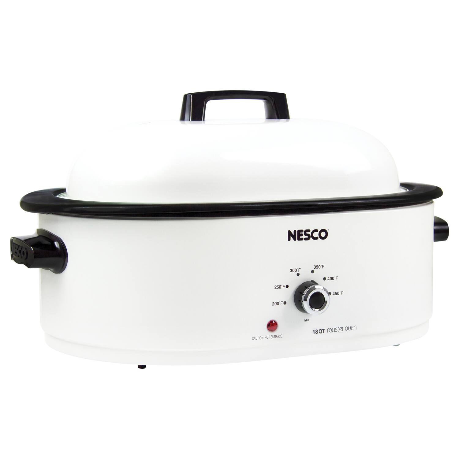 NESCO  
18QT roaster oven  
200 F  
250 F  
300 F  
350 F  
400 F  
450 F  
CAUTION: HOT SURFACE
