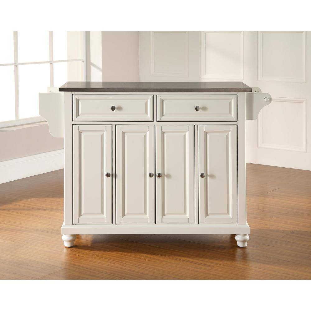 Alt View 1. Crosley Furniture - Cambridge Stainless Steel Top Full Size Kitchen Island/Cart - White.