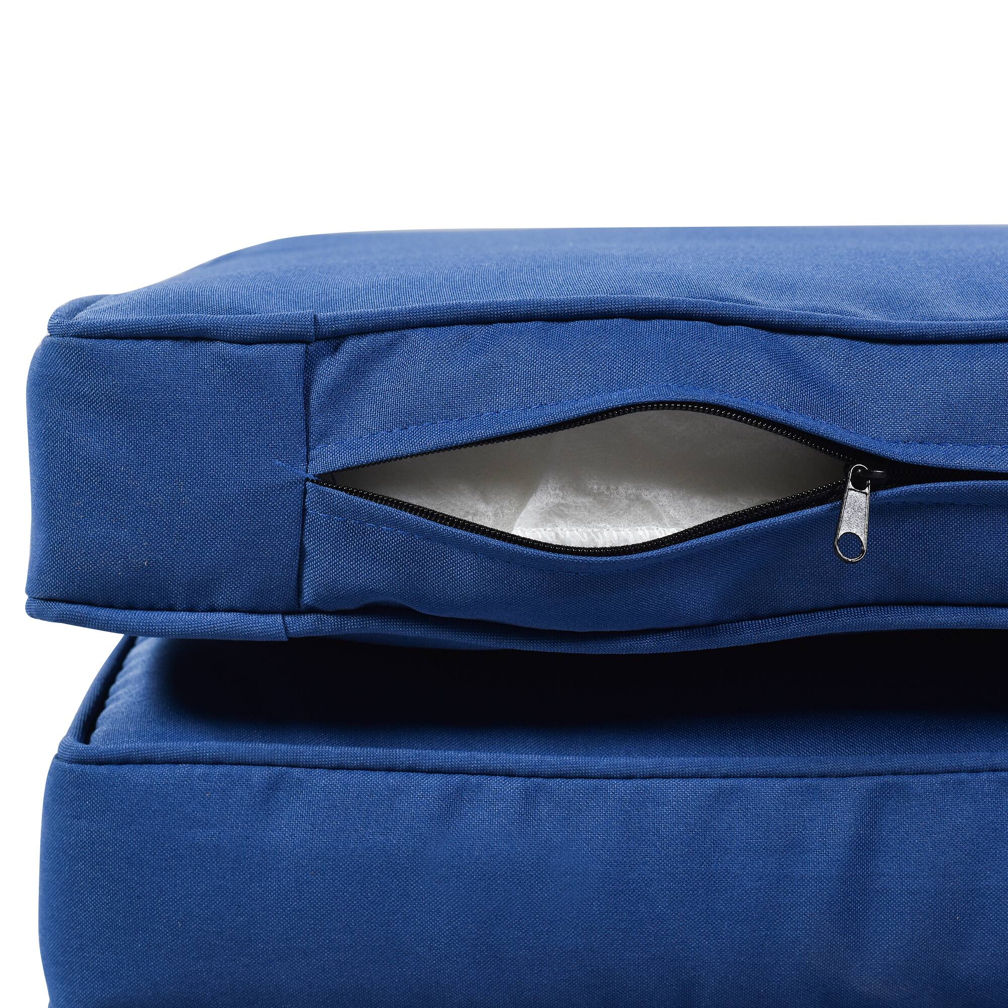 Alt View 9. Mondawe - Outdoor Wicker Rectangle Daybed with Retractable Canopy and Washable Cushions - Blue.