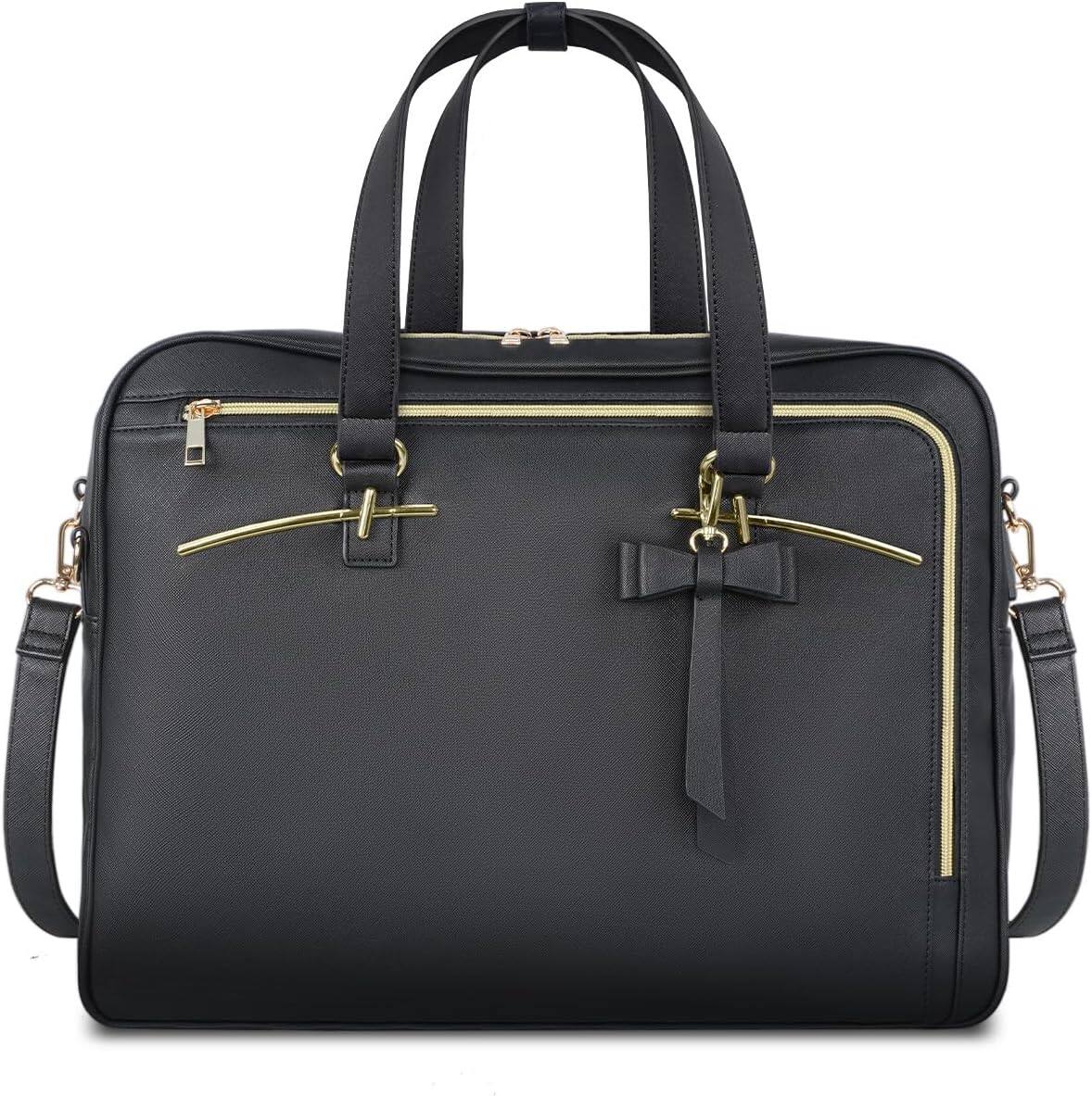 Front. Vulpecula Spade - 17.3 Inch Laptop Briefcase, Extra Large Convertible Briefcase Backpack for Women - black.