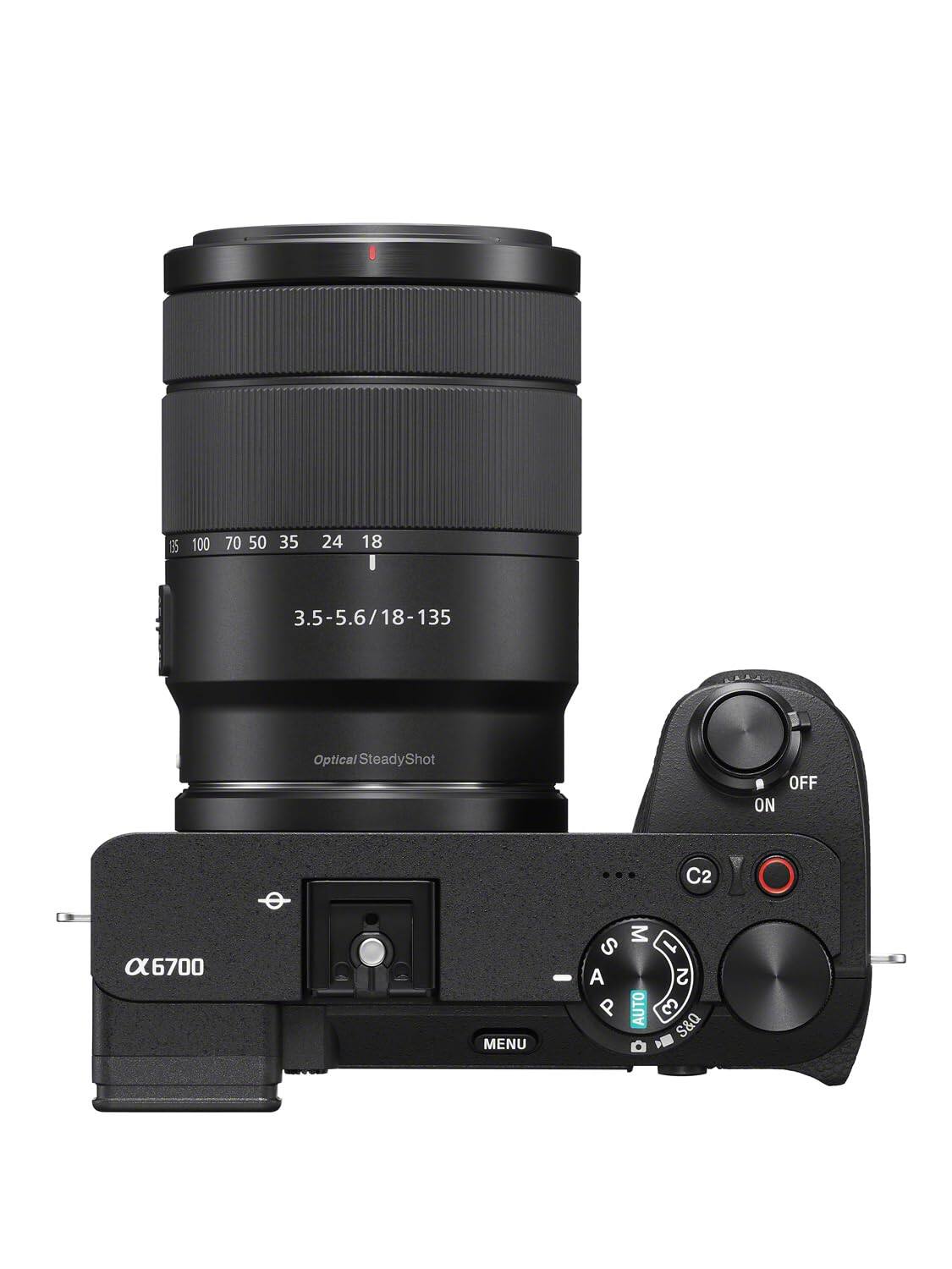 100 70 50 35 24 18  
3.5-5.6/18-135  
Optical SteadyShot  
OFF ON  
C2  
6700  
MENU  
M S A P AUTO  
S&Q