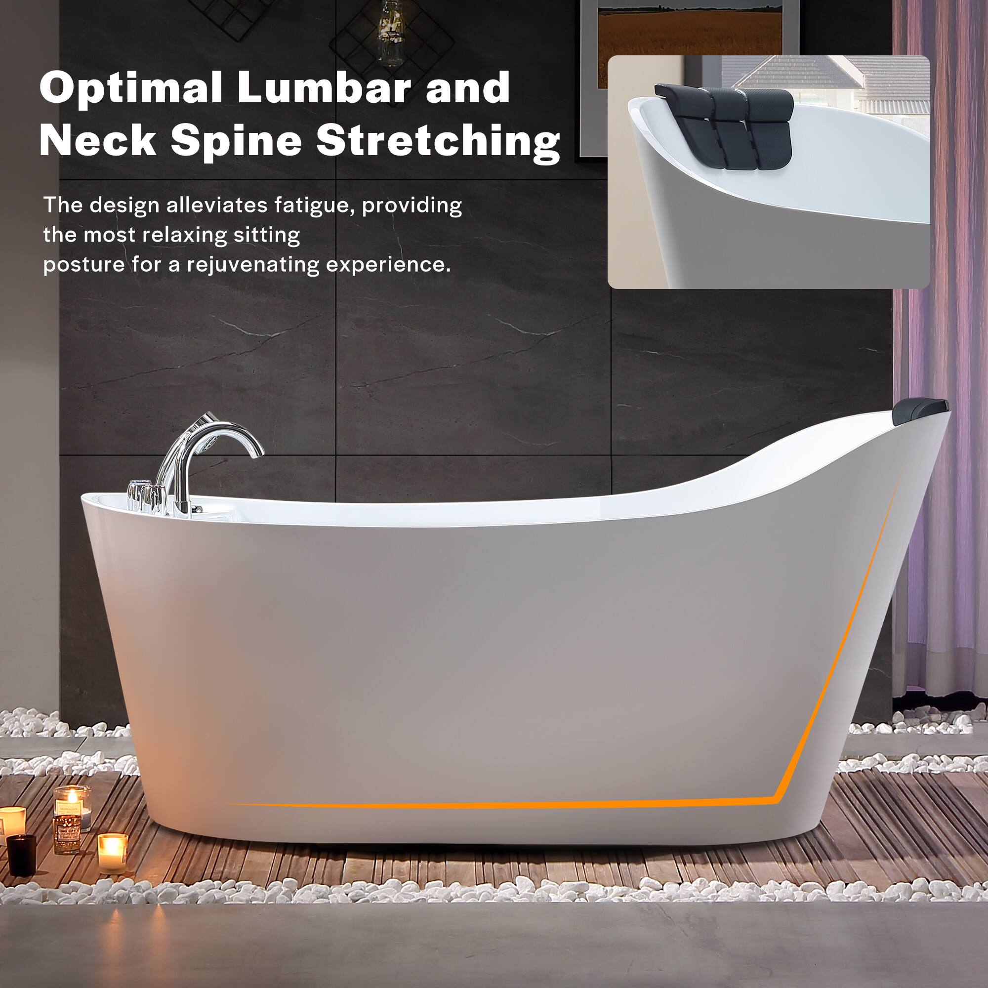 Optimal Lumbar and Neck Spine Stretching

The design alleviates fatigue, providing the most relaxing sitting posture for a rejuvenating experience.