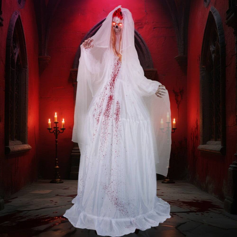 Alt View 1. Boyel Living - 7.2 ft Halloween Animatronic Standing Bride Haunted House Decoration - White.