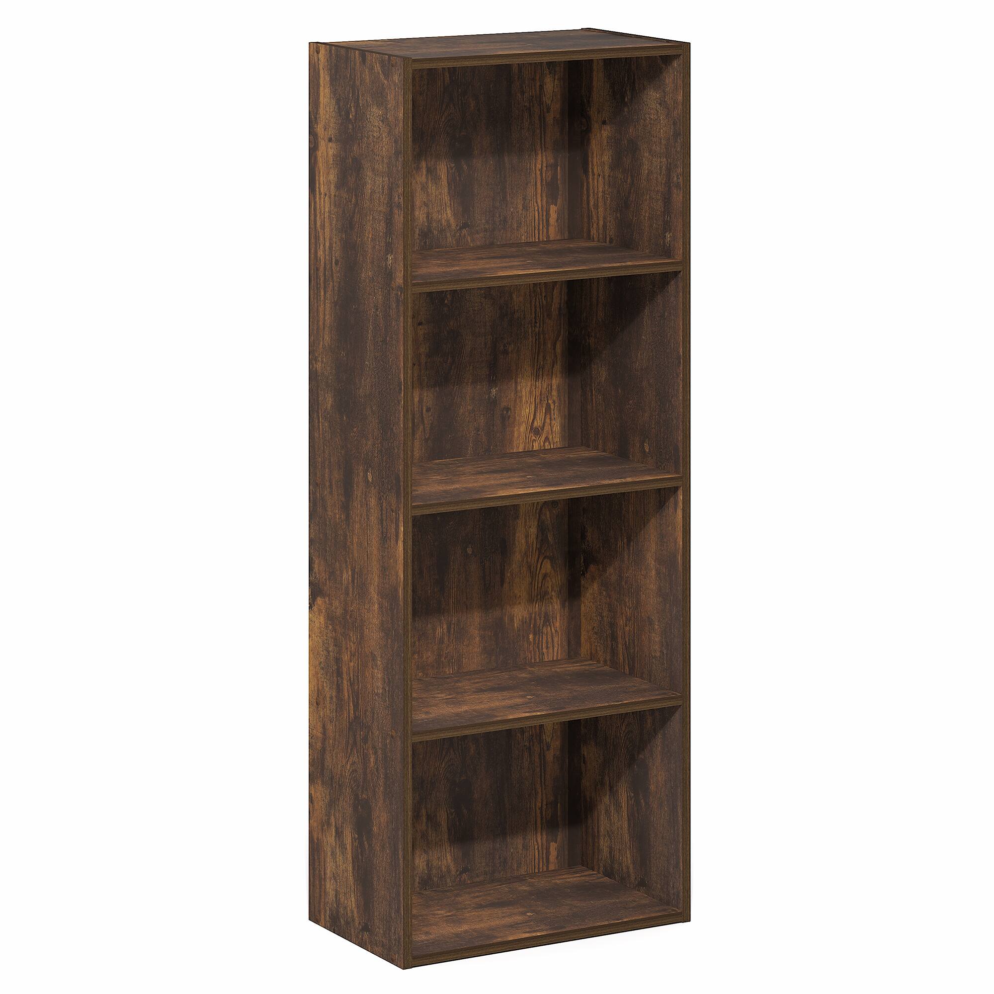 Alt View 5. Furinno - LUDER Book Shelf, 4-Tier Bookshelf, Bookcase with Open Shelf, 9.3 x 15.6 x 41.7 - Amber Pine.