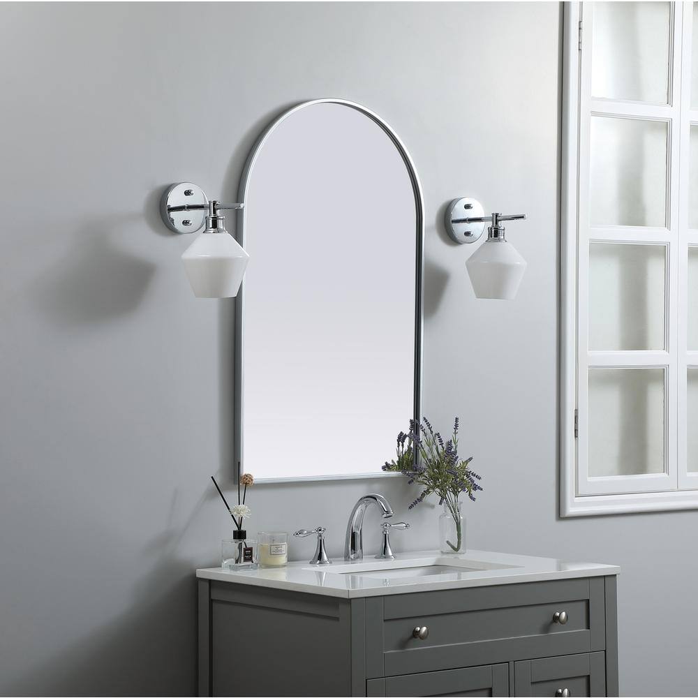 Alt View 4. Elegant Decor - Metal Frame Arch Mirror 22x36 Inch in Silver - Silver.