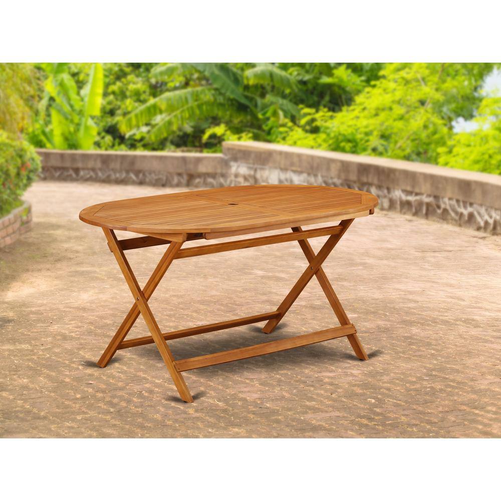 Angle. East West Furniture - Wooden Patio Table Natural Oil - Brown.