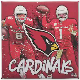 Open Road Brands - Arizona Cardinals 12" x 12" Team Logo and Players Splash Canvas Art - Multicolor