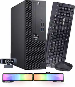 Dell - Refurbished Excellent - OptiPlex 3060 Desktop, Intel i5 8th Gen, 16GB RAM, 500GB SSD, Win11Pro, WiFi, RGB Soundbar+2K Webcam - Black