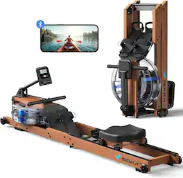 MERACH - R280 Water Rowing Machine, Foldable & Space-Saving, 400lbs Capacity - Brown