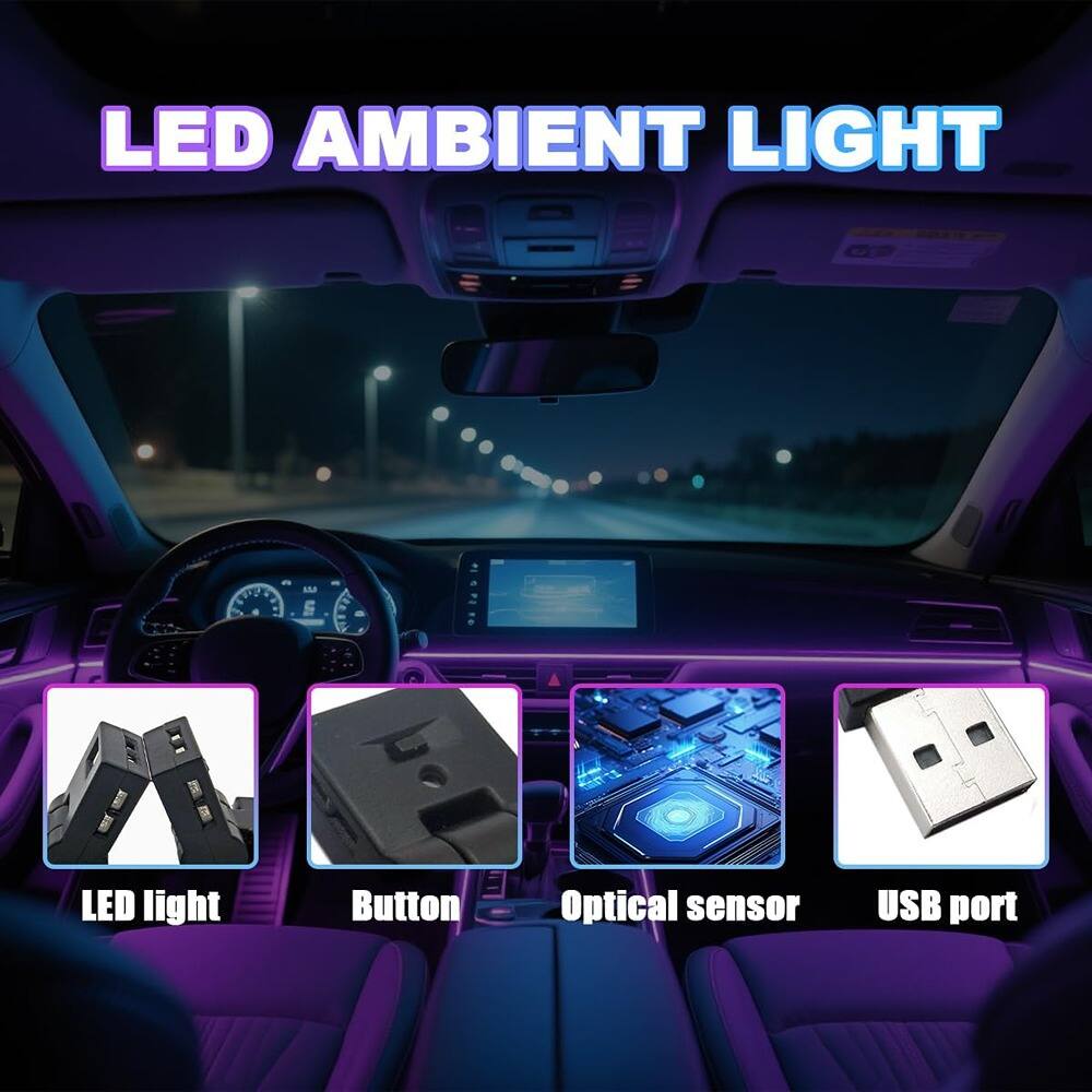 LED AMBIENT LIGHT

- LED light
- Button
- Optical sensor
- USB port