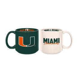 Logo Brands - Miami Hurricanes 2-Pack 15oz. Stackable Mug Set - Multicolor