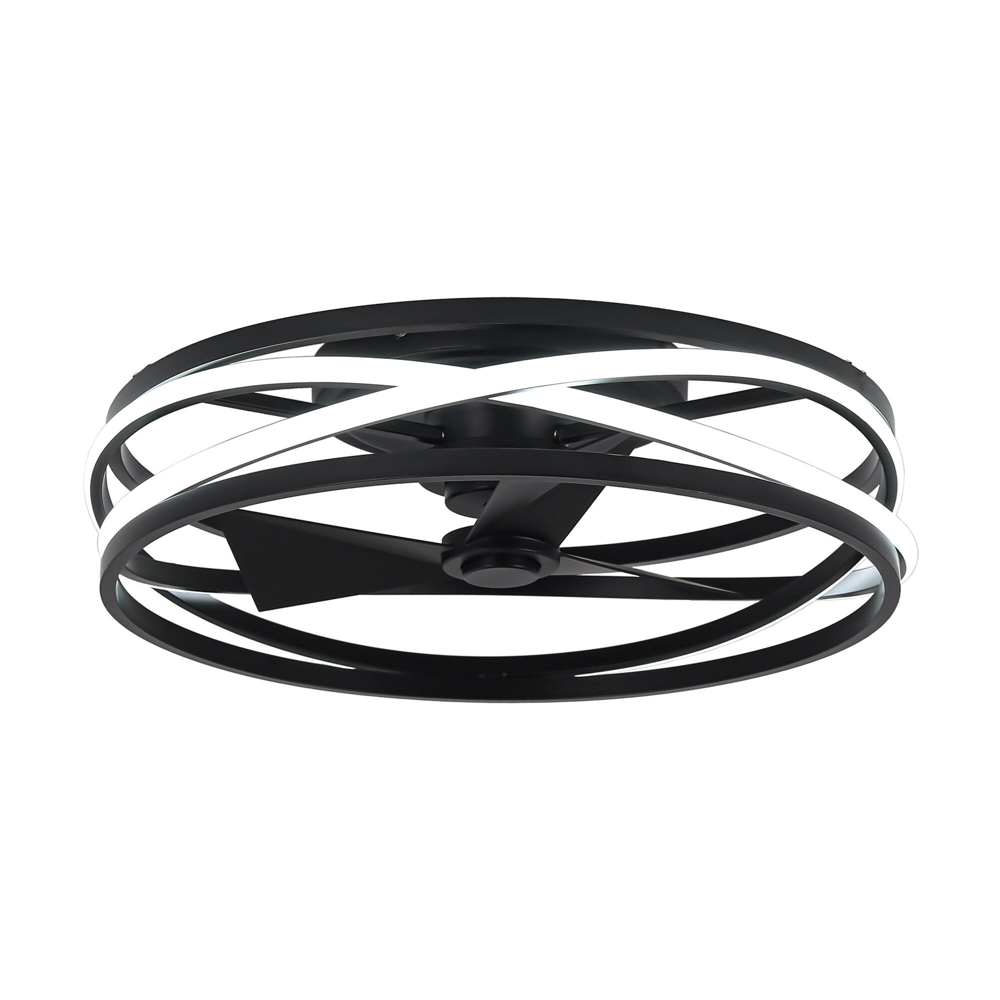 Alt View 5. Parrot Uncle - 20-inch Matte Black Flush Mount Low Profile Ceiling Fan with Remote and Light Kits - Black.