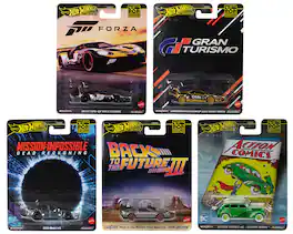"Pop Culture 2025" 5 piece Set L "Premium Series" Diecast Model Cars by Hot Wheels - Multicolor