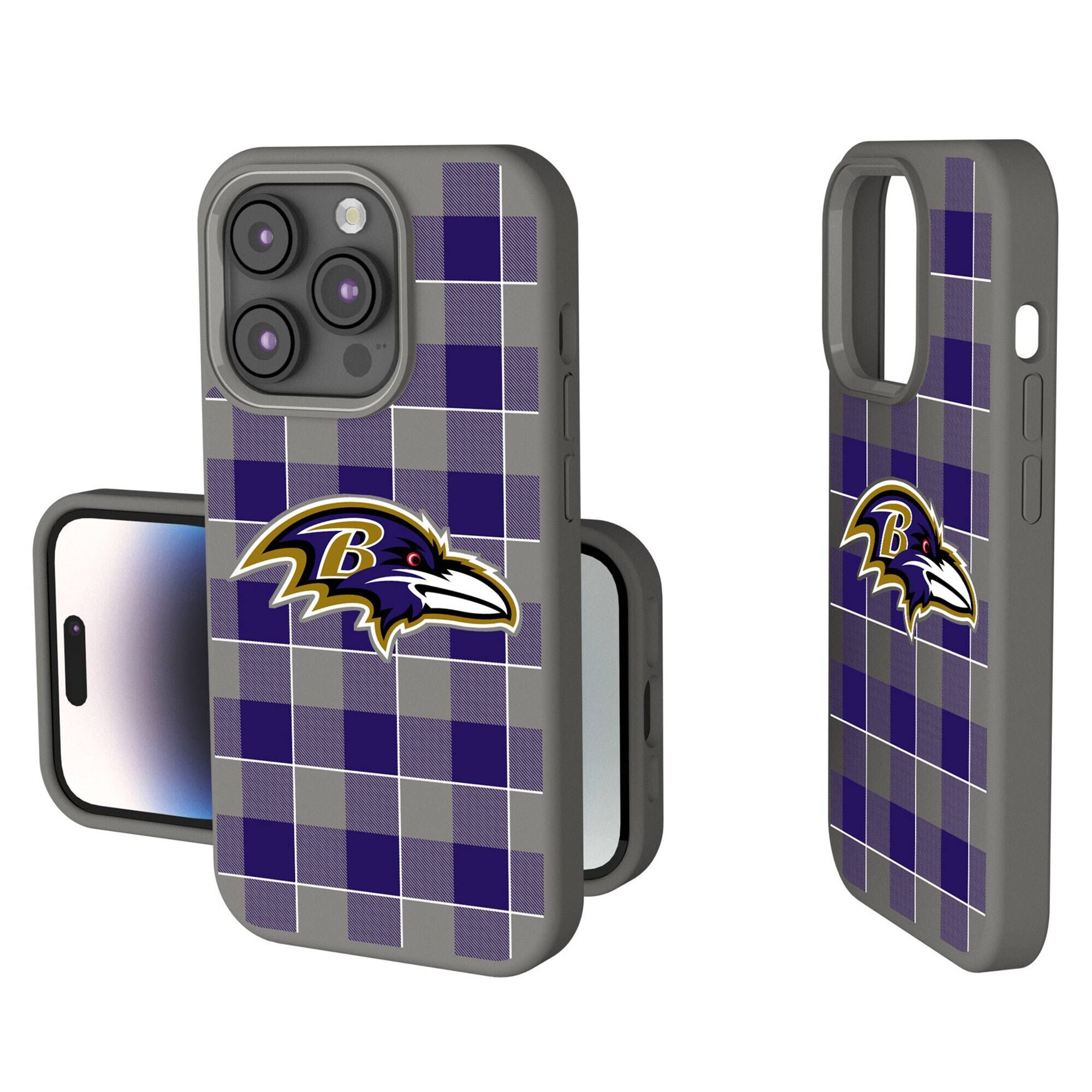 Keyscaper - NFL - Baltimore Ravens Plaid Soft Touch iPhone Case - 14 - Gray