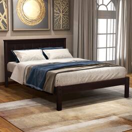 Whisen - Platform Bed Frame with Headboard, Wood Slat Support, No Box Spring Needed - Espresso