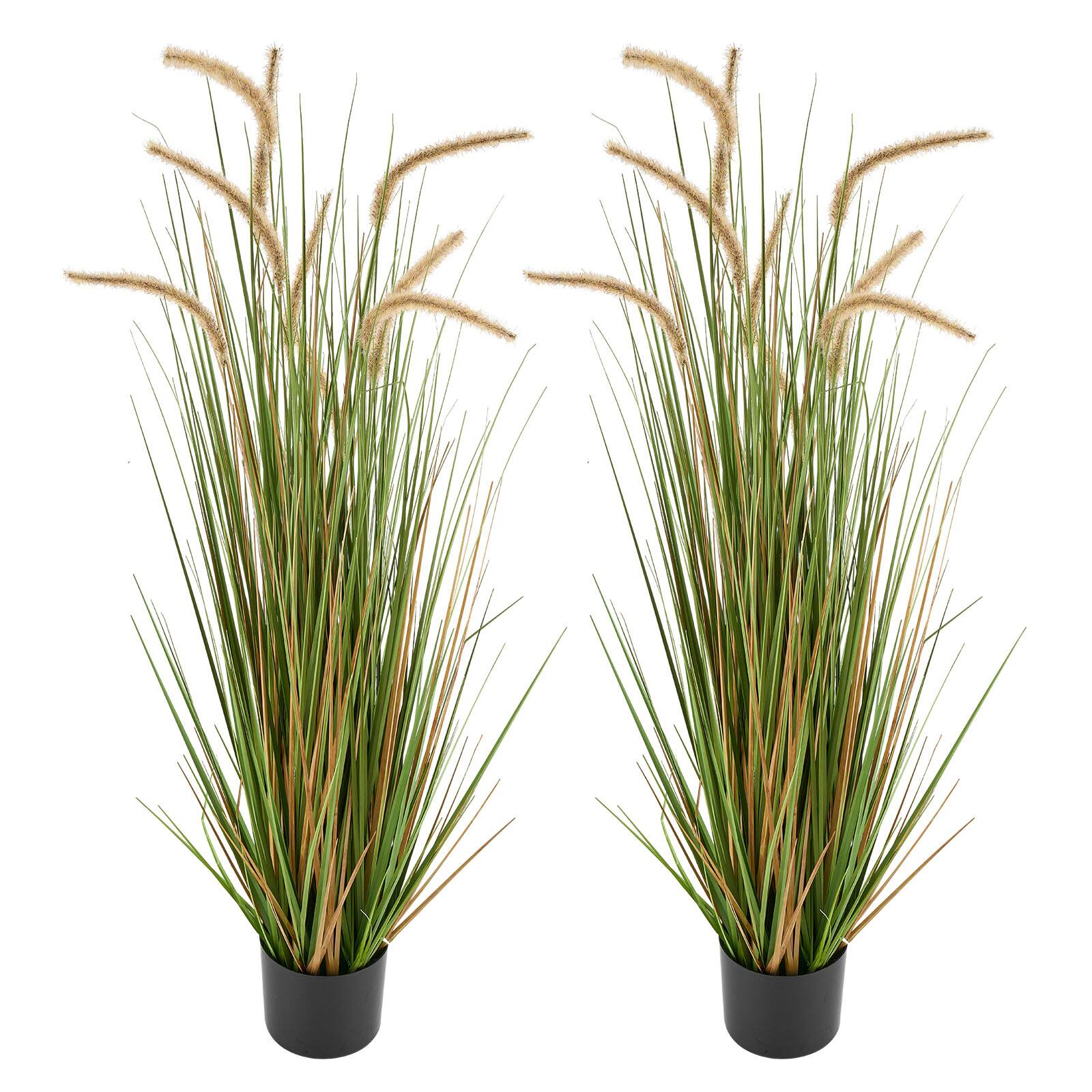 Alt View 5. VEVOR - Artificial Grass Plant, 2 Pack 47 inch Horsetail Reed Grass in Pot, Premium PVC Faux Fake Greenery Shrubs Plant - Green.