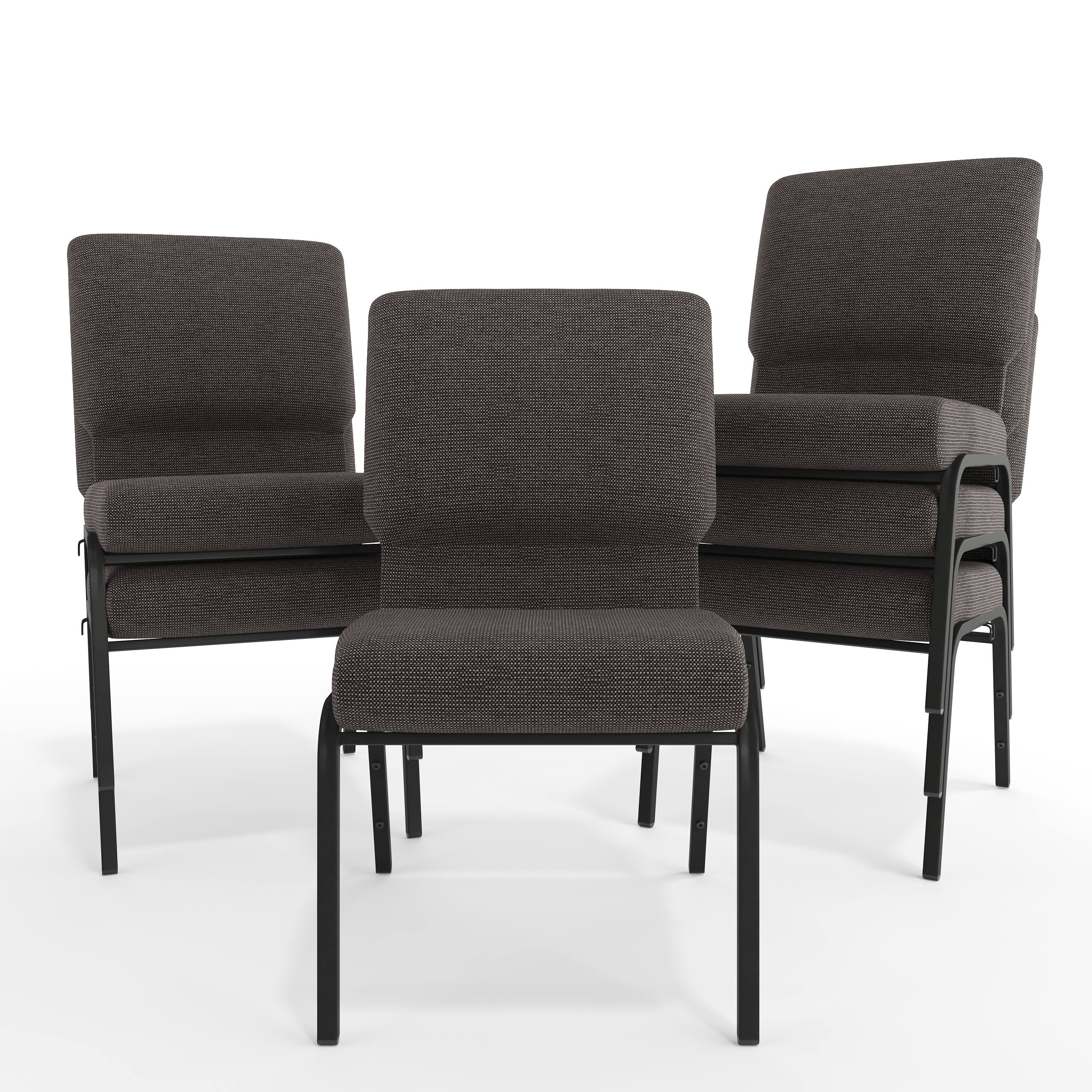 Alt View 10. Emma + Oliver - Church Chair 20.5 in. Wide - Black Marble Fabric/Black Frame.