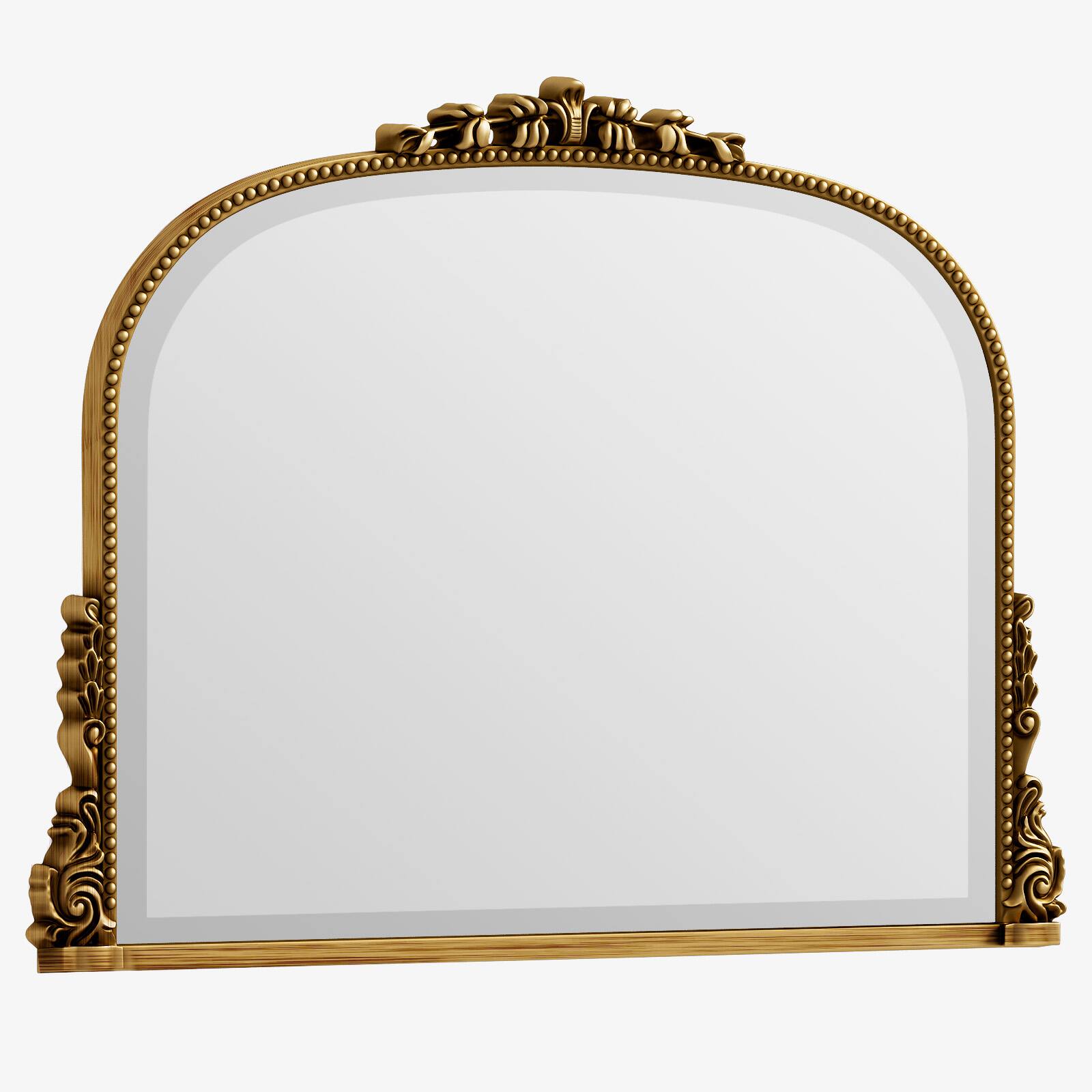 Alt View 1. Easly - Antique Gold 36 in. W x 27 in. H Carved Arched PU Frame Vanity Wall Mirror - Gold.