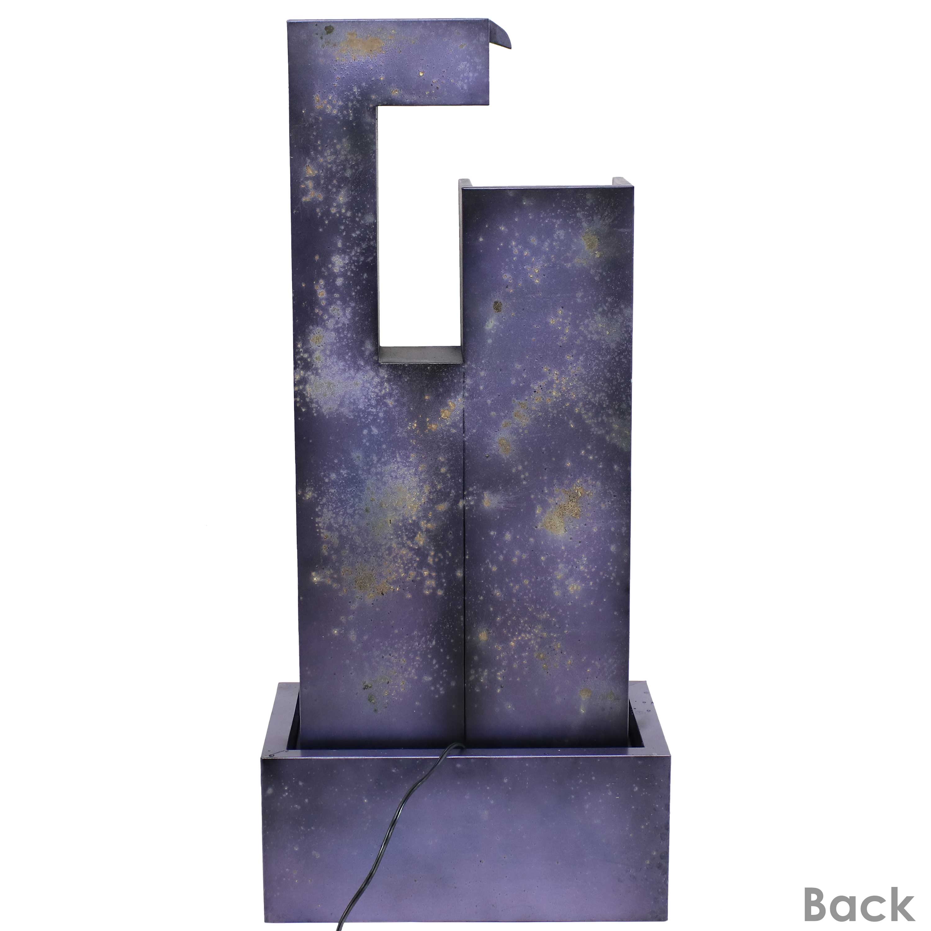 Alt View 10. Sunnydaze - Cascading Tower Metal Water Fountain with LED Lights - 32 in - Dark Purple.