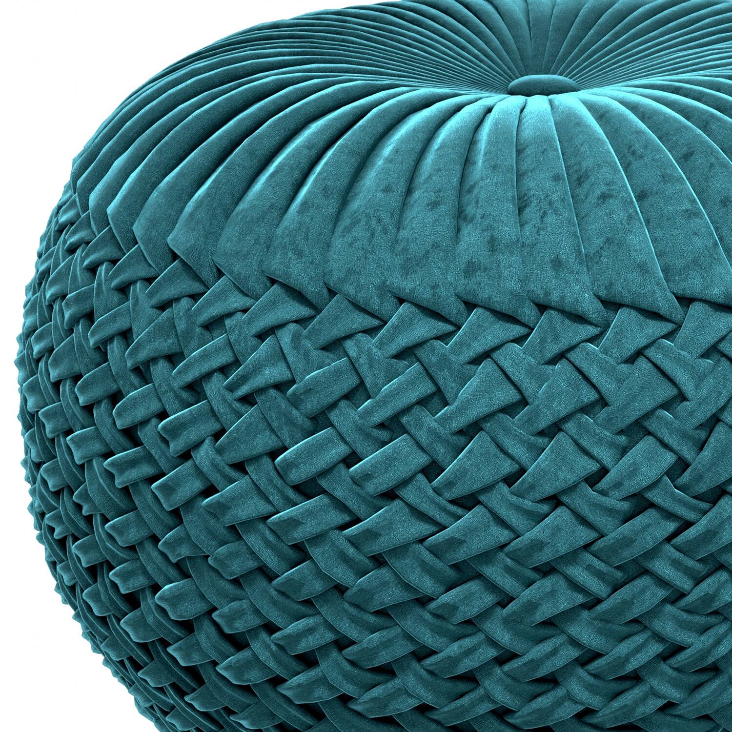 Alt View 11. Simpli Home - Grafton Velvet Round Pouf - Teal.