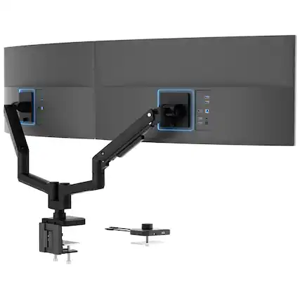 Front. Mount-It! - Heavy‑Duty Dual Monitor Desk Mount with Gas Spring Arms for Monitors up to 35″ - Black.