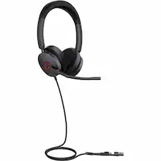 Front. Yealink - Yealink UH48 Headset - Microsoft Teams Certification - Stereo - USB Type A, USB Type C - Wired - 20 Hz to 20 kHz - Black.