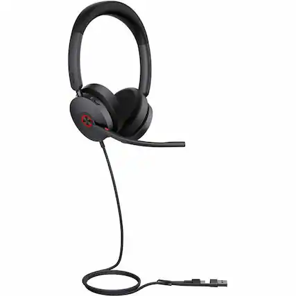 Front. Yealink - Yealink UH48 Headset - Microsoft Teams Certification - Stereo - USB Type A, USB Type C - Wired - 20 Hz to 20 kHz - Black.