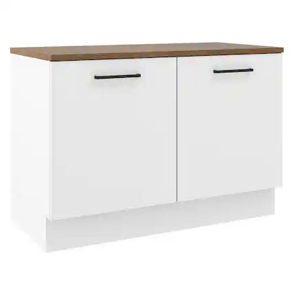 Front. Madesa - Madesa Hazel Kitchen Storage Base Cabinet with Adjustable Feet 47"L - White - White.