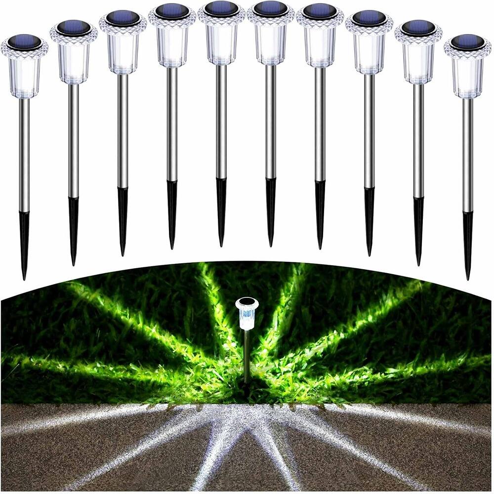 Alt View 1. MOSZAR LLC - Solar Pathway Lights 10 Pack Solar Outdoor Lights, Led Waterproof - White.
