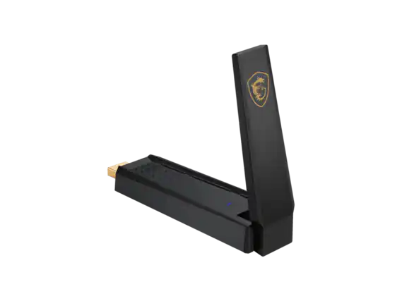 Front. MSI - MSI AXE5400 WiFi 6 Tri-Band USB Adapter - 5400 Mbps, USB 3.2, MU-MIMO, Antenna, WPA3.