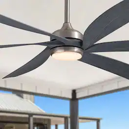 Siljoy - 64" Modern Silent Ceiling Fan, Reversible DC Motor, 6 Speeds, Timer, Natural Wind, Remote & APP Control, Indoor Outdoor - Brushed Nickel