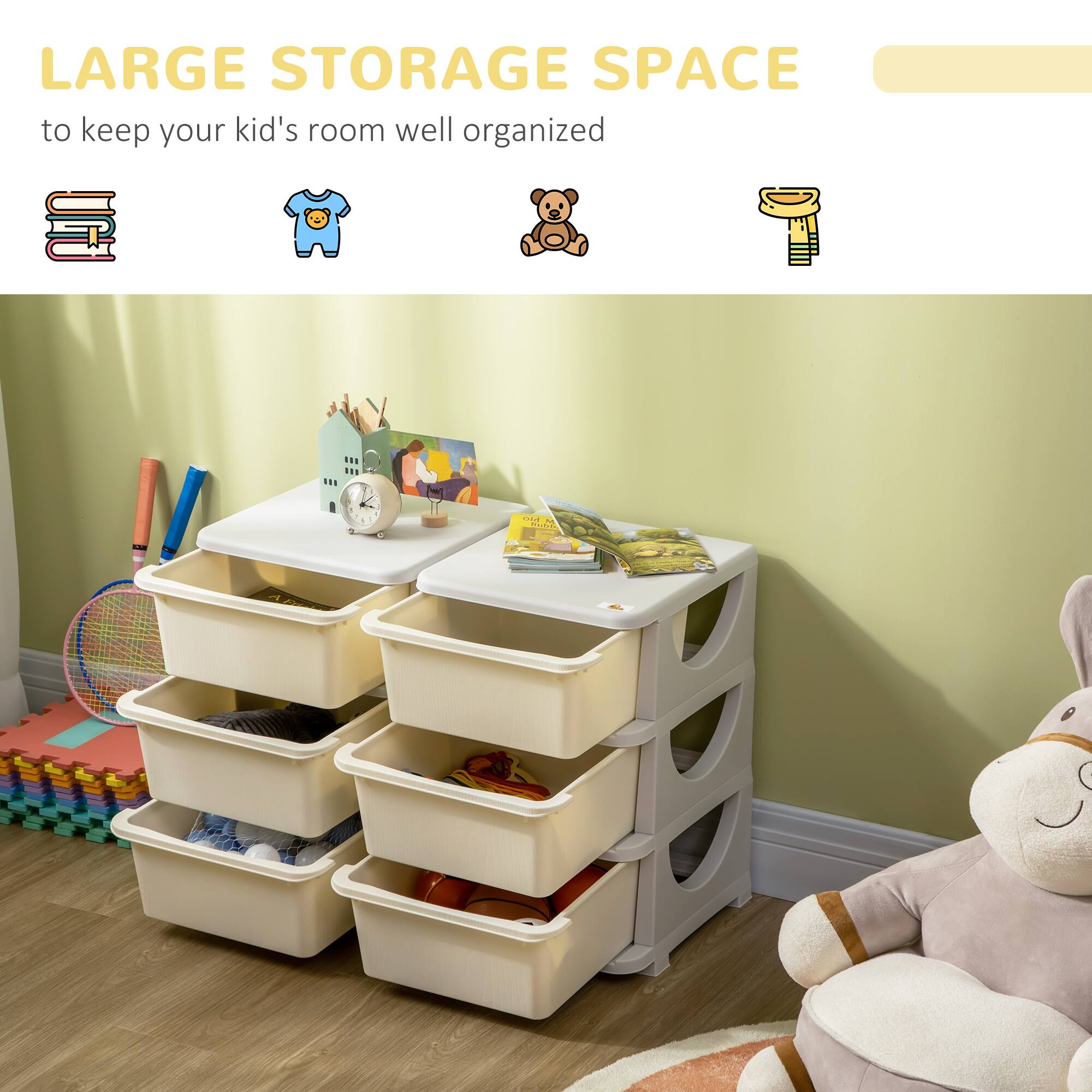 LARGE STORAGE SPACE  
to keep your kid's room well organized