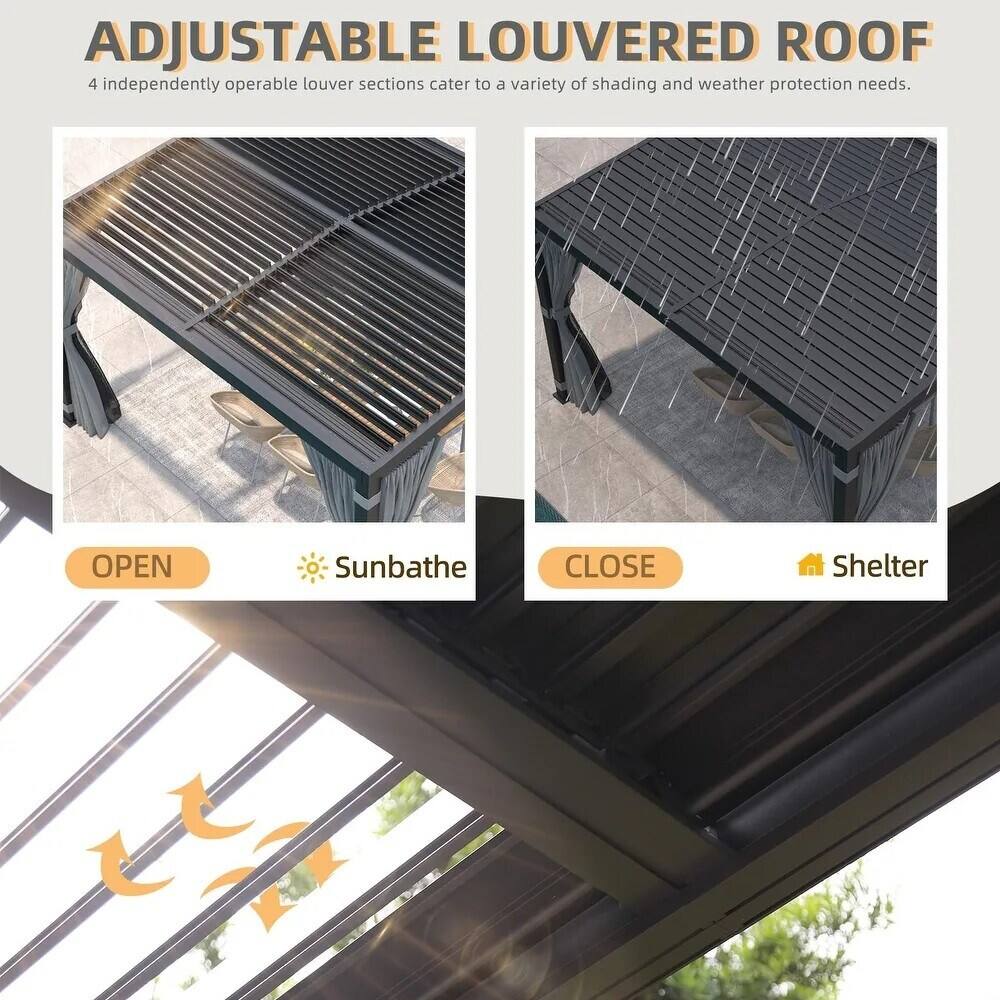 ADJUSTABLE LOUVERED ROOF

4 independently operable louver sections cater to a variety of shading and weather protection needs.

OPEN Sunbathe

CLOSE Shelter