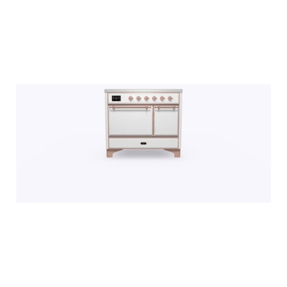 Alt View 4. ILVE - ILVE Majestic II Series  40 in. Induction Range with 6 Induction Elements (Copper Trim) - White.