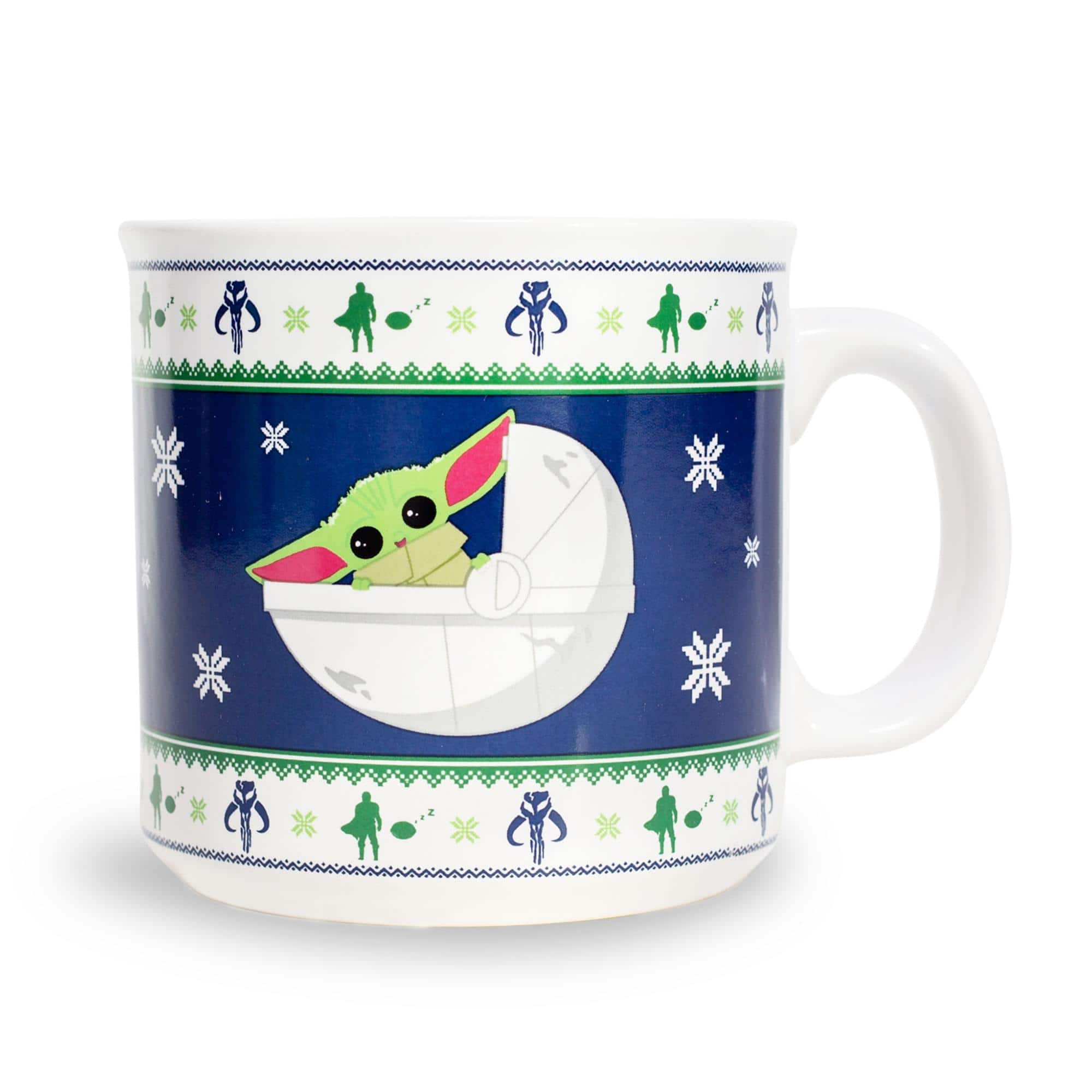 Silver Buffalo - Star Wars: The Mandalorian Grogu Holiday Sweater Ceramic Camper Mug | 20 Ounces - Blue price history on PriceWatchPro
